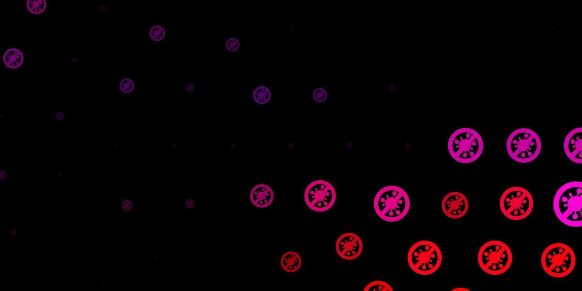 donkerpaars, roze vectorachtergrond met virussymbolen. vector