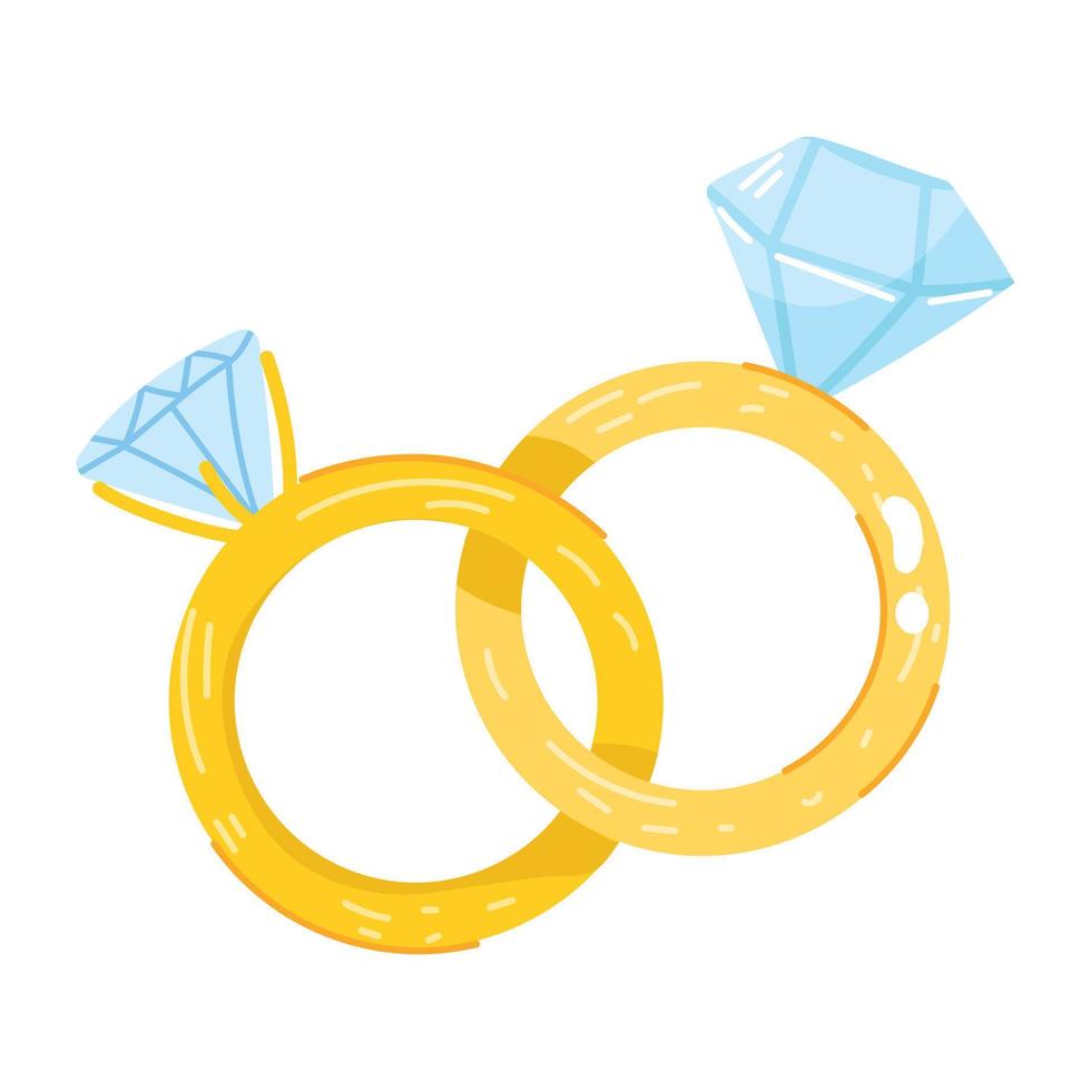modern vlak sticker icoon van bruiloft ringen vector