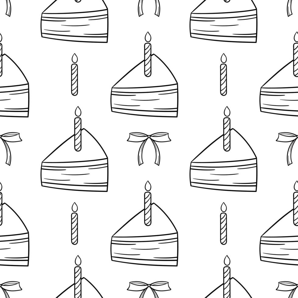 naadloos patroon verjaardag taart met lint en kaarsen 2 vector