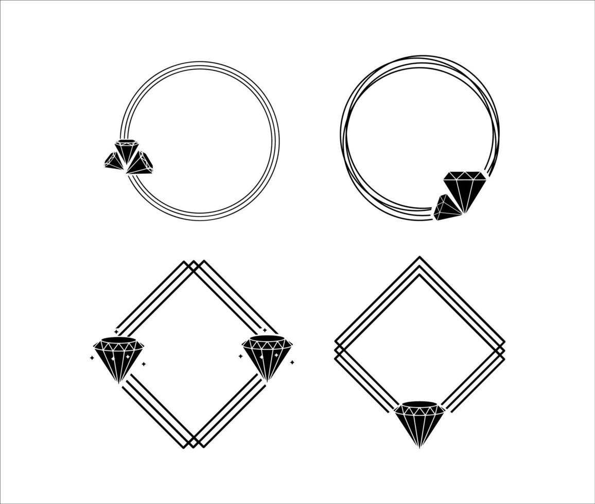 verzameling van diamant silhouet kader illustraties wit achtergrond vector