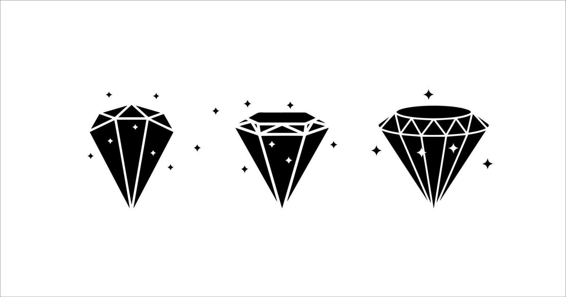 zwart silhouet drie diamanten landschap vector