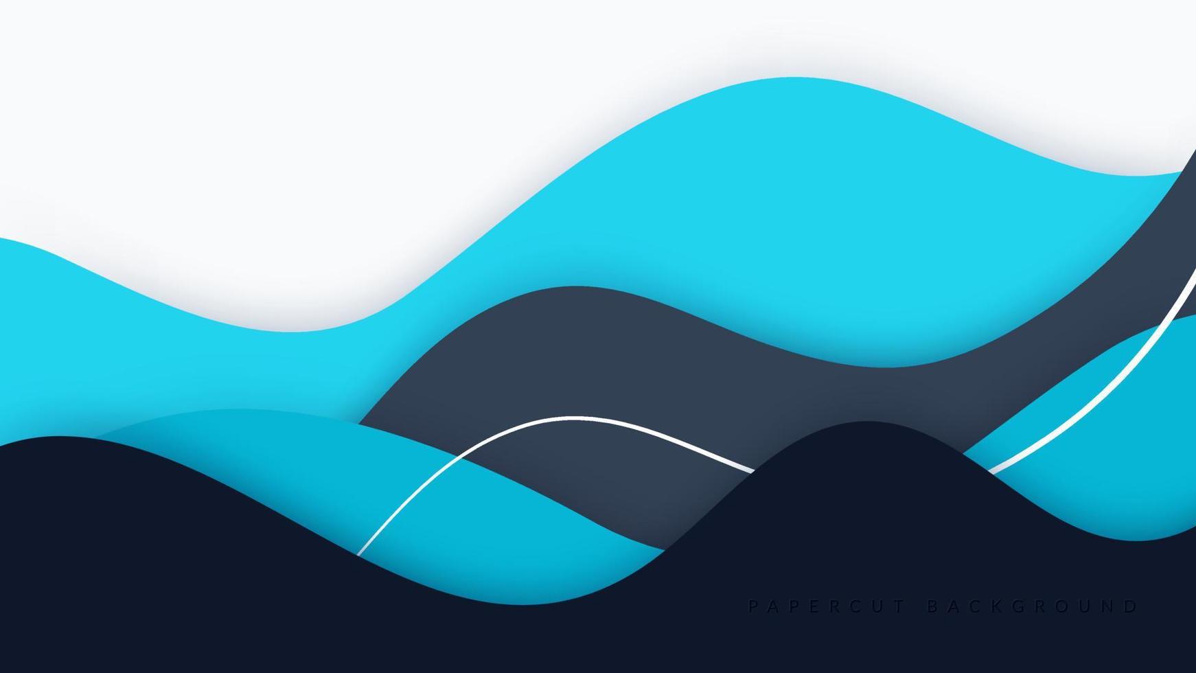 abstract golvend papercut blauw achtergrond vector