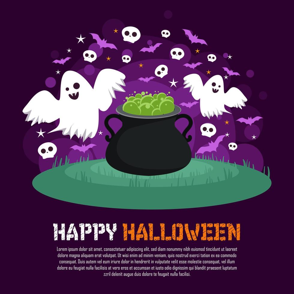 gelukkig halloween met schattig geest achtergrond vector