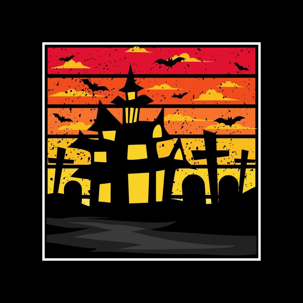 halloween kasteel retro wijnoogst achtergrond vector