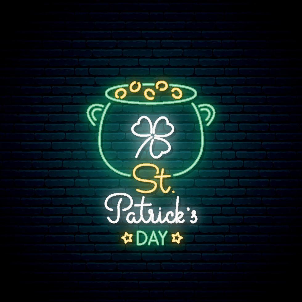happy saint patrick's day neon teken vector