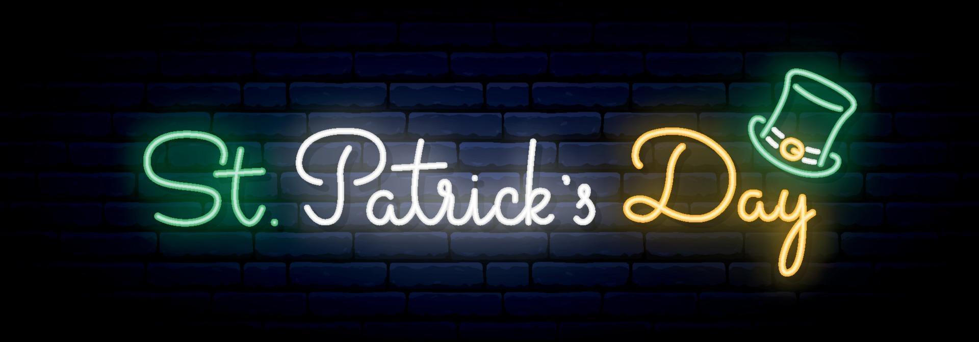 happy saint patrick's day neon teken vector