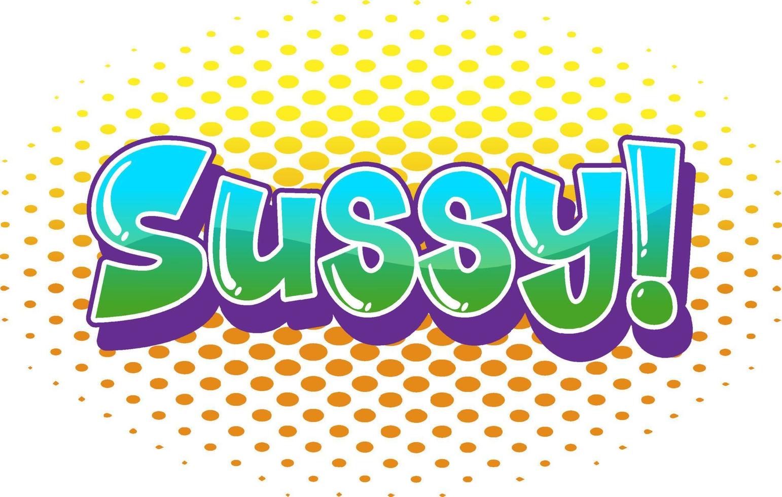 sussy tekst woord banner komische stijl vector