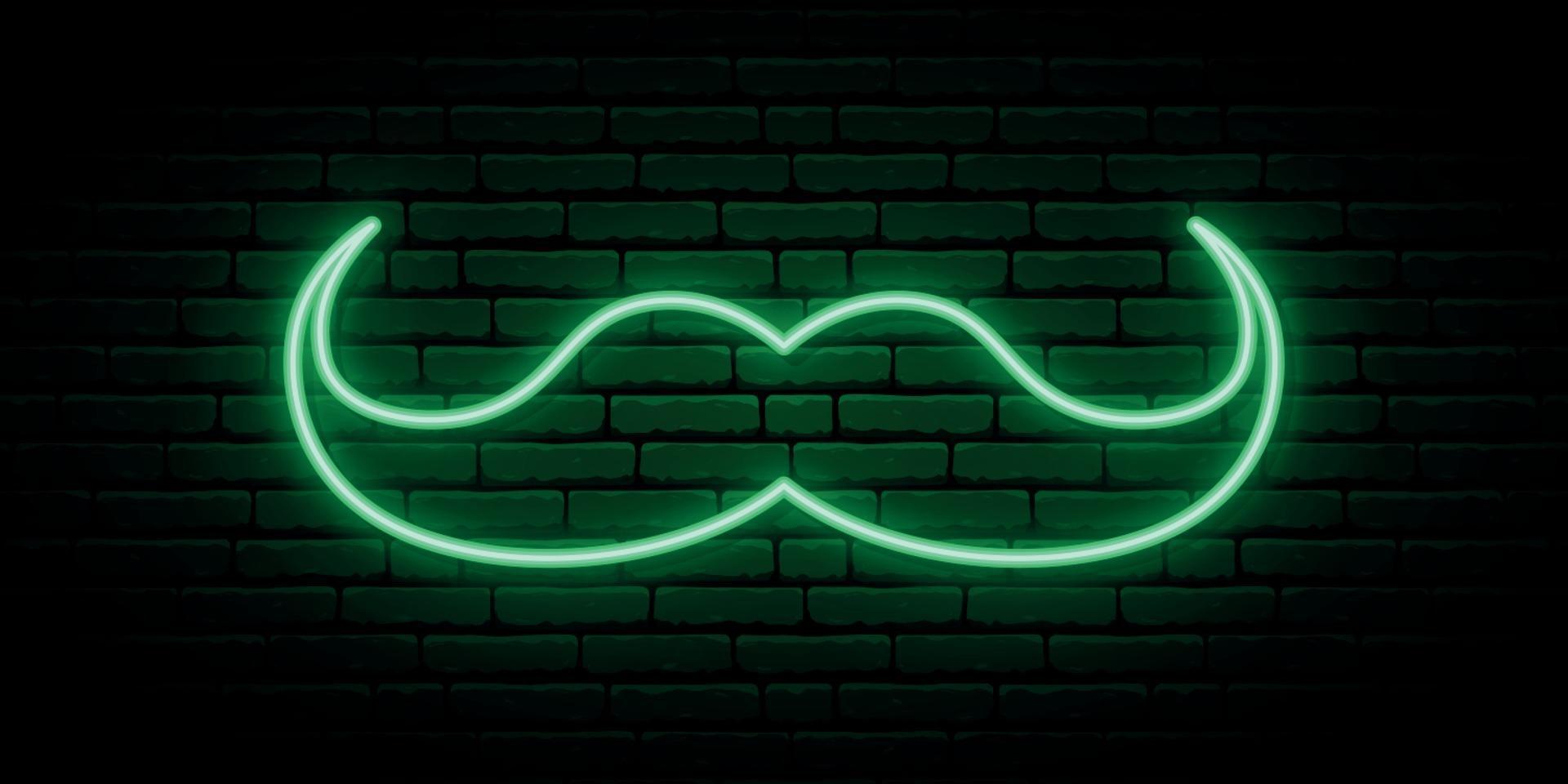 groen snor neon teken. vector