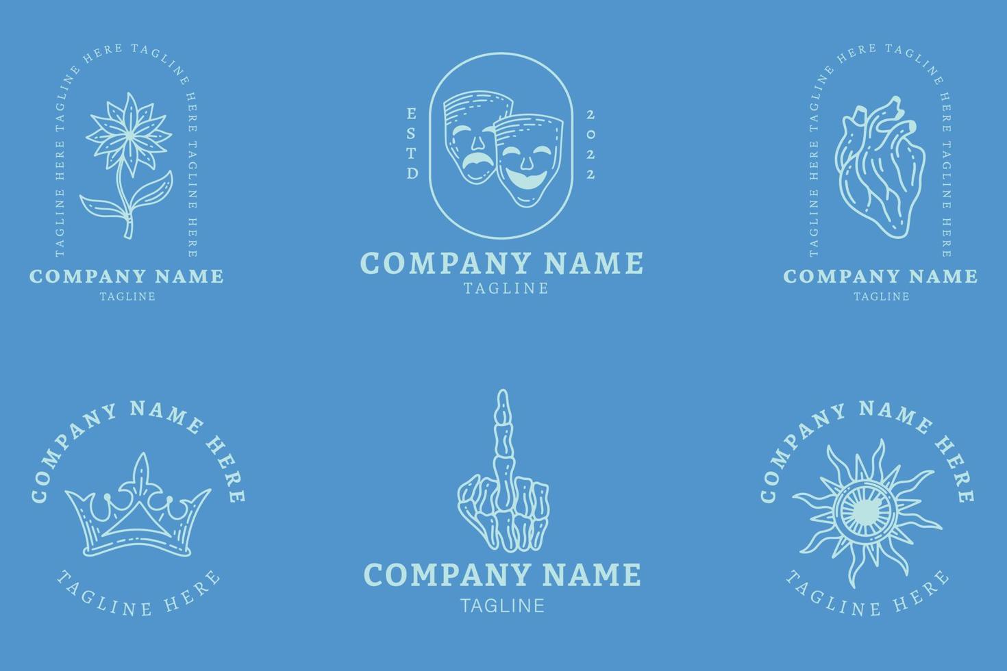 mystiek zacht blauw gemakkelijk minimalistische symbool logo verzameling licht blauw stijl. vector