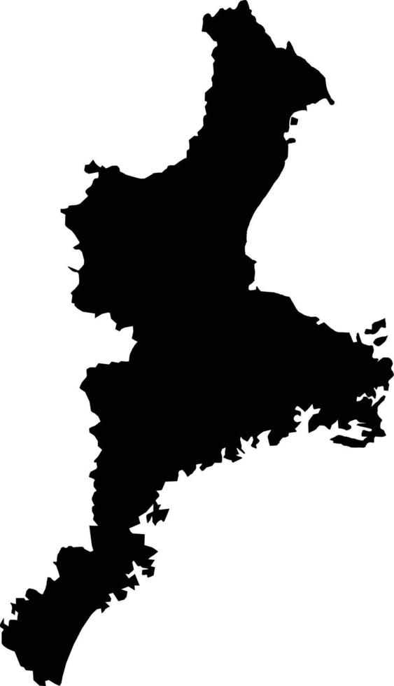 silhouet van japan landkaart, kaart van mie vector