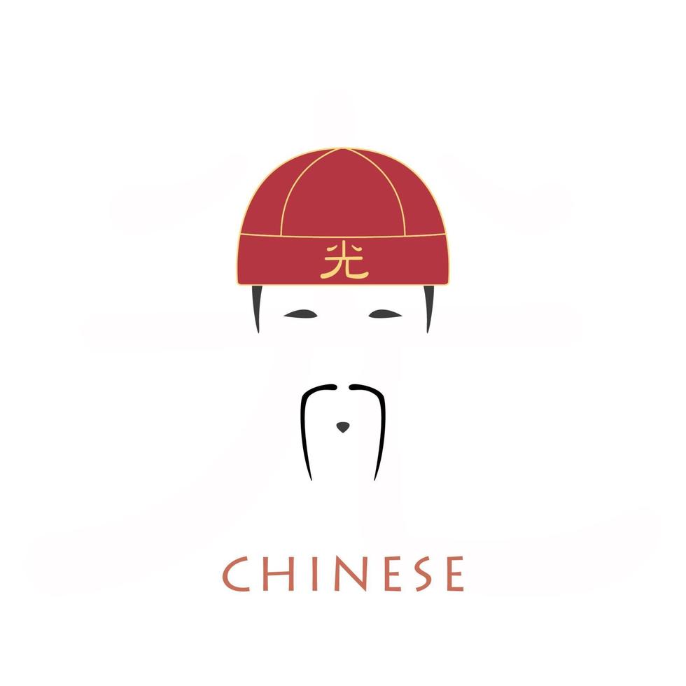 chinese man avatar. nationale rode hoed. vector illustratie.