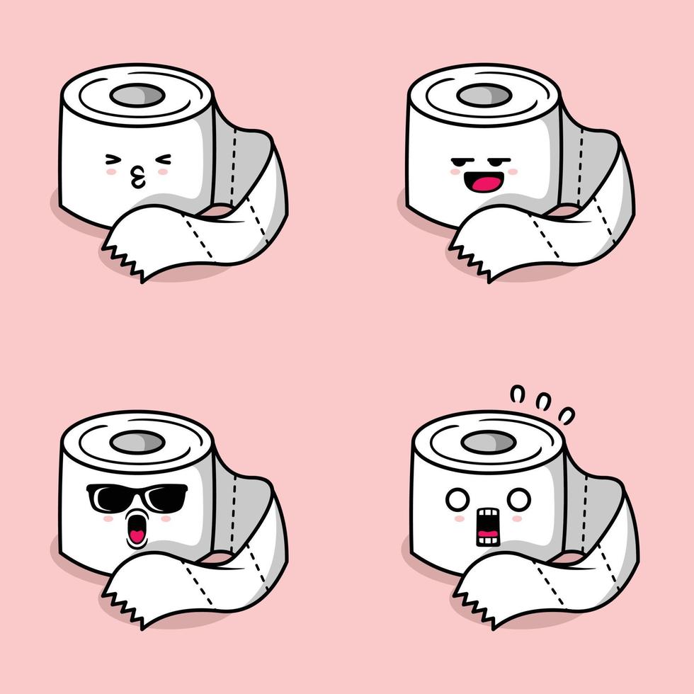 vector illustratie van schattig toilet papier emoji