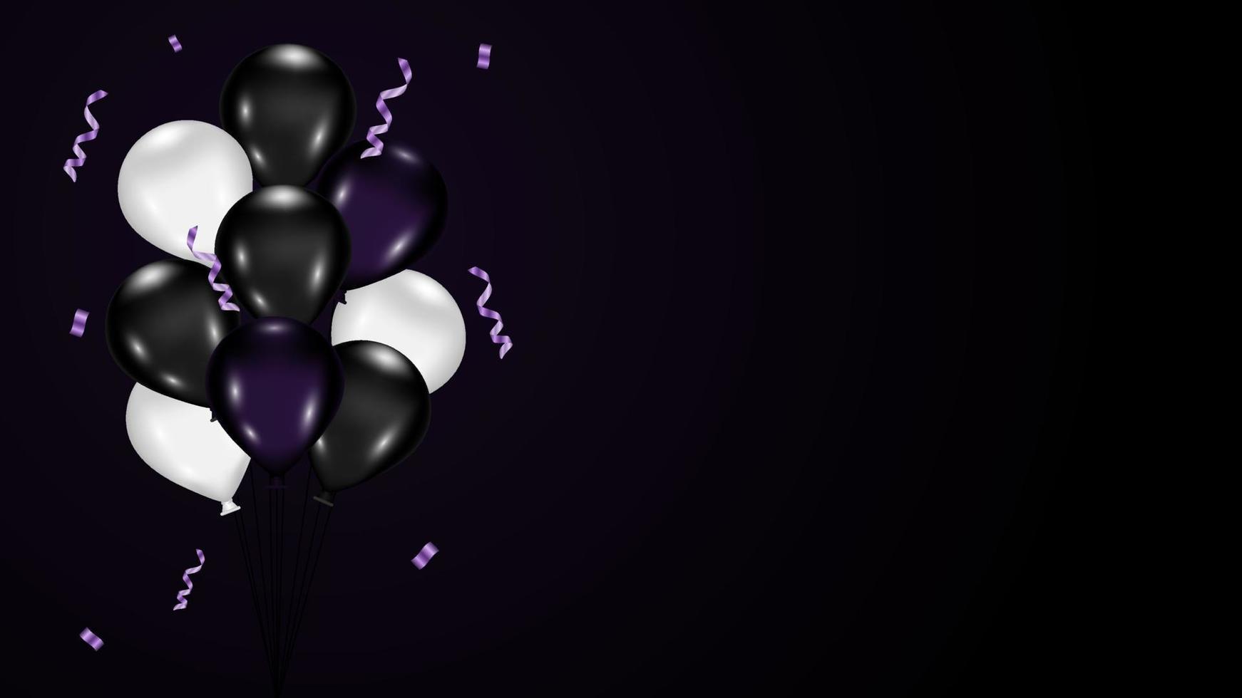 donker Purper achtergrond met ballonnen en serpentijn vector