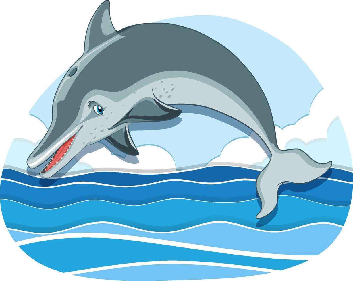 dolfijn tekenfilm karakter jumping van de zee vector