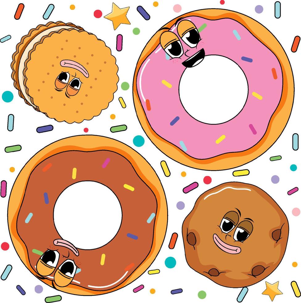 zoete donut cartoon naadloos patroon vector