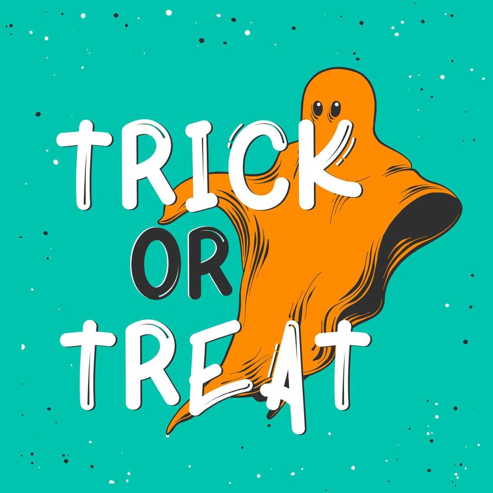 gegraveerde stijl illustratie voor affiches, decoratie en afdrukken. hand- getrokken schetsen van geest met modern typografie tekst. gedetailleerd wijnoogst etsen stijl tekening, halloween kaart voor uitnodiging. vector