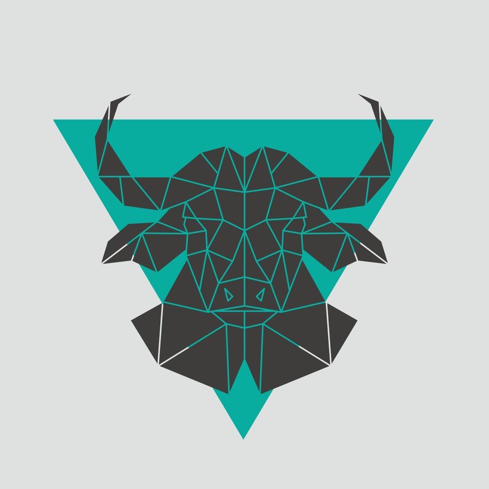 Buffalo hoofd pictogram. geometrische veelhoekige stijl. vector