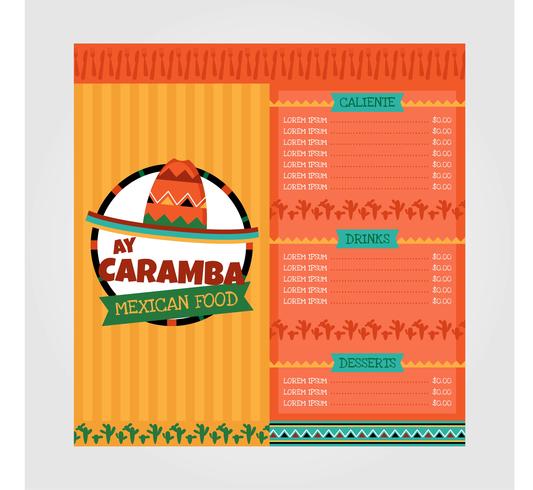 Mexicaans eten menu vector