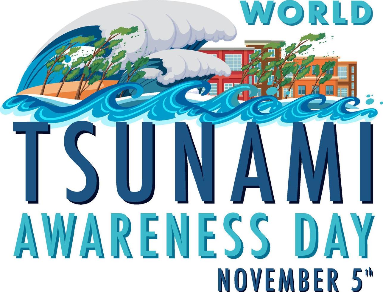 wereld tsunami bewustzijn dag banier ontwerp vector