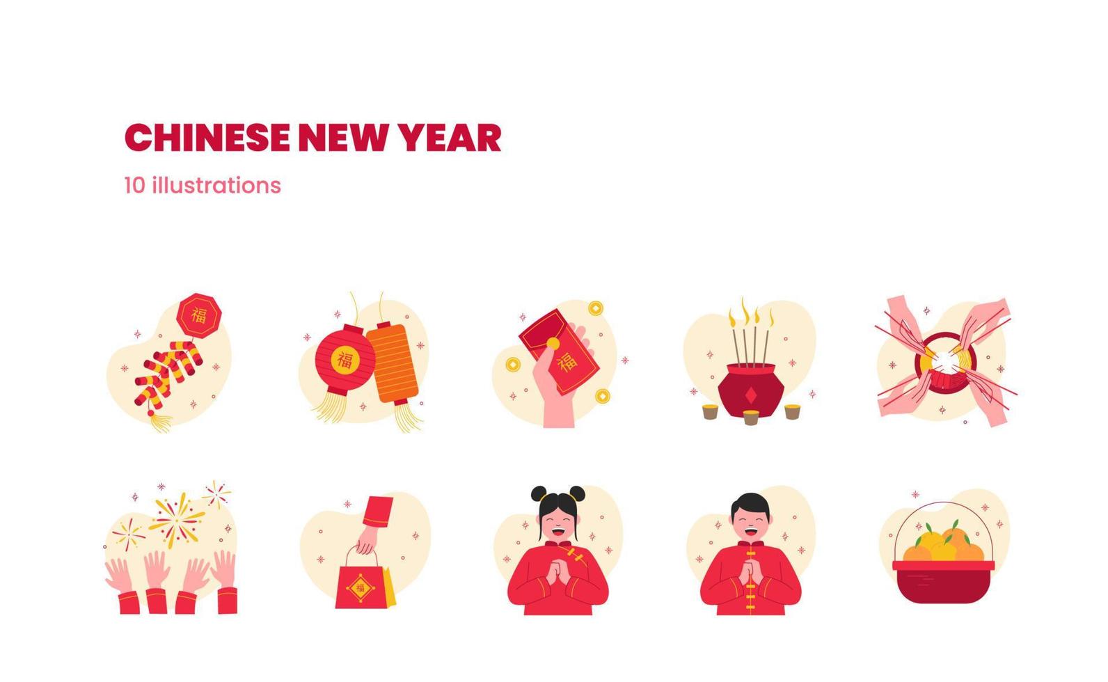 illustratie reeks vlak vector voor viering Chinese nieuw jaar festival