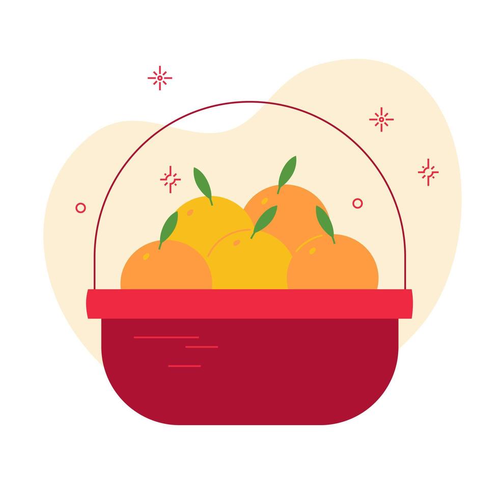 oranje fruit mandarijn voor Lucky fortuin Bij Chinese nieuw jaar festival traditie vector