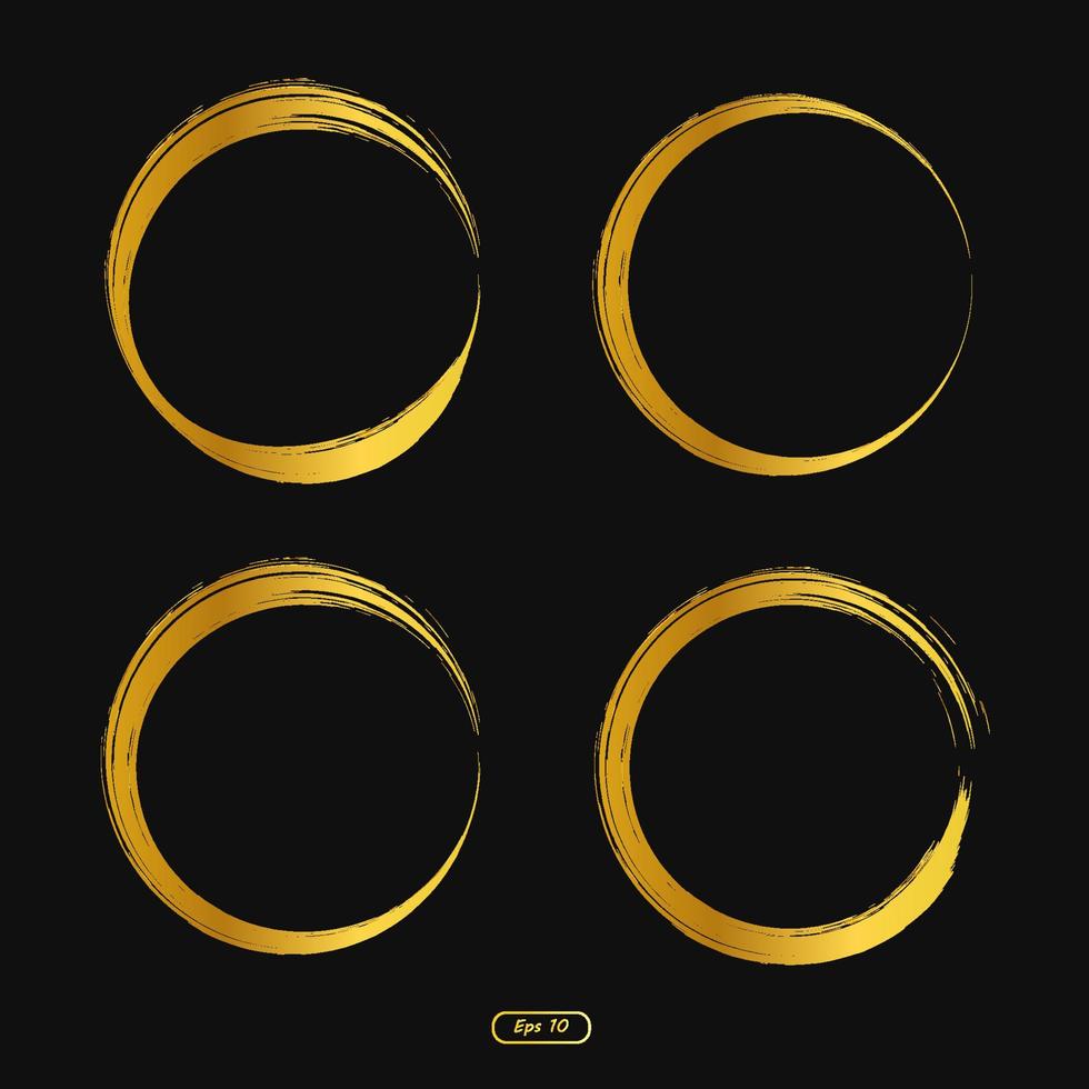 goud cirkel kader element, reeks van gouden cirkel, borstel ornament, voor uitnodigingen, foto lijsten, verkoop spandoek. vector