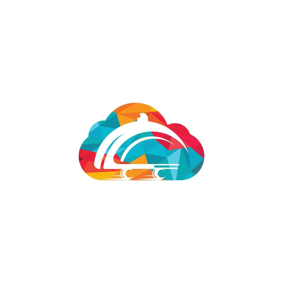 wolk voedsel levering logo ontwerp. snel levering onderhoud teken. online voedsel levering onderhoud. vector