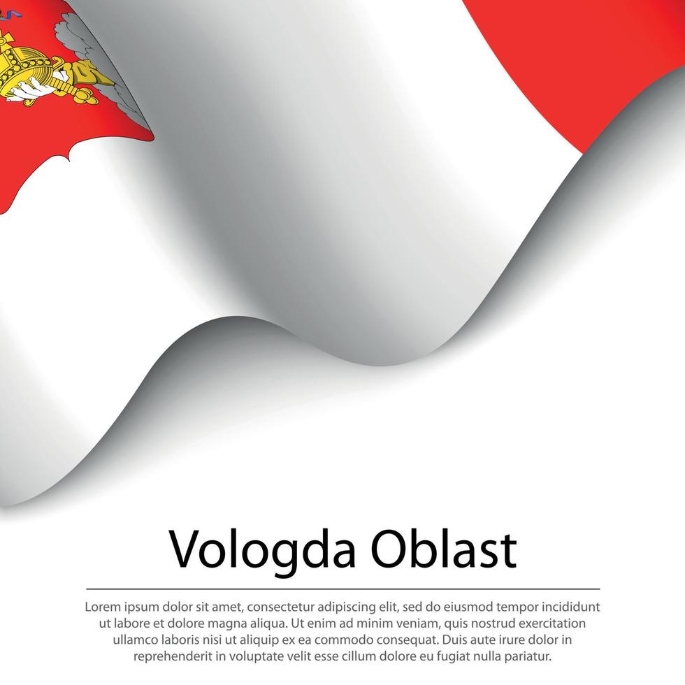 golvend vlag van vologda oblast is een regio van Rusland Aan wit bac vector