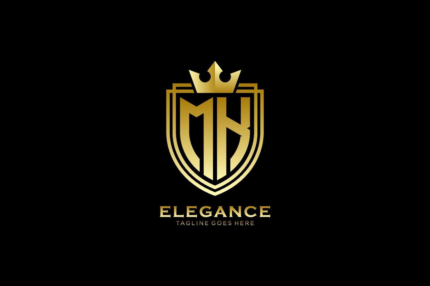 eerste mk elegant luxe monogram logo of insigne sjabloon met scrollt en Koninklijk kroon - perfect voor luxueus branding projecten vector