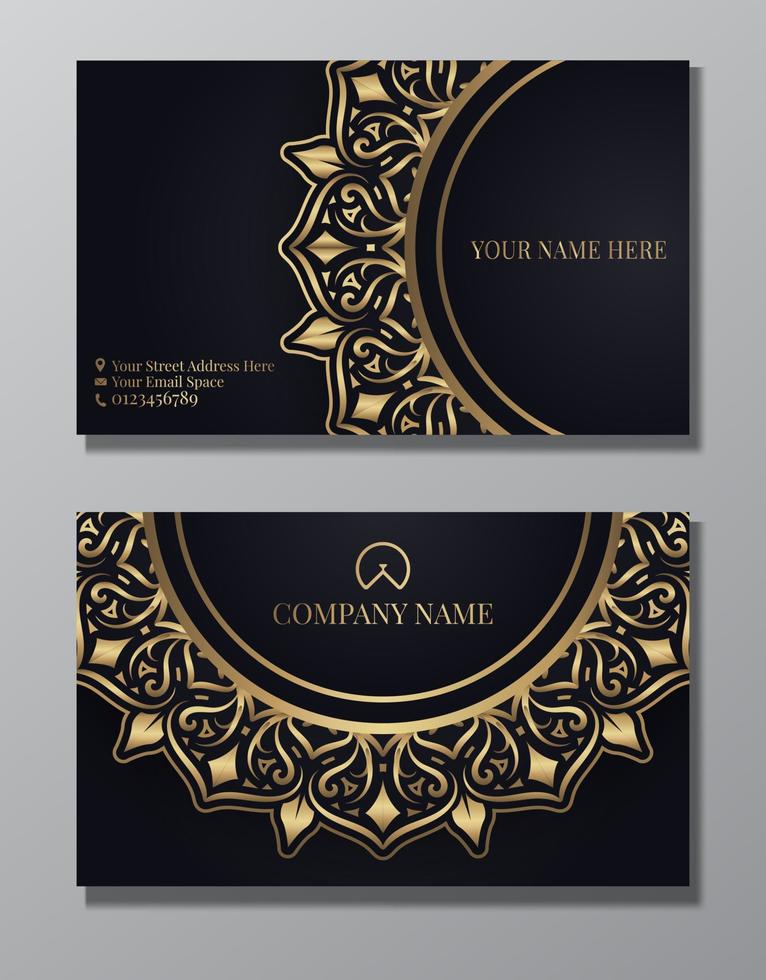 bedrijf kaart met gouden mandala ornament vector