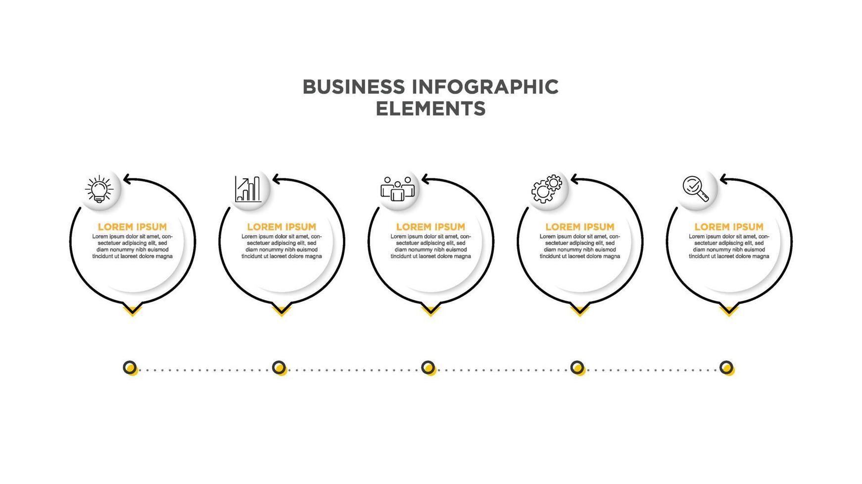 infographics voor bedrijf concept met pictogrammen en 5 opties of stappen. voor inhoud, diagram, stroomschema, stappen, onderdelen, tijdlijn infografieken, werkstroom, grafiek. vector