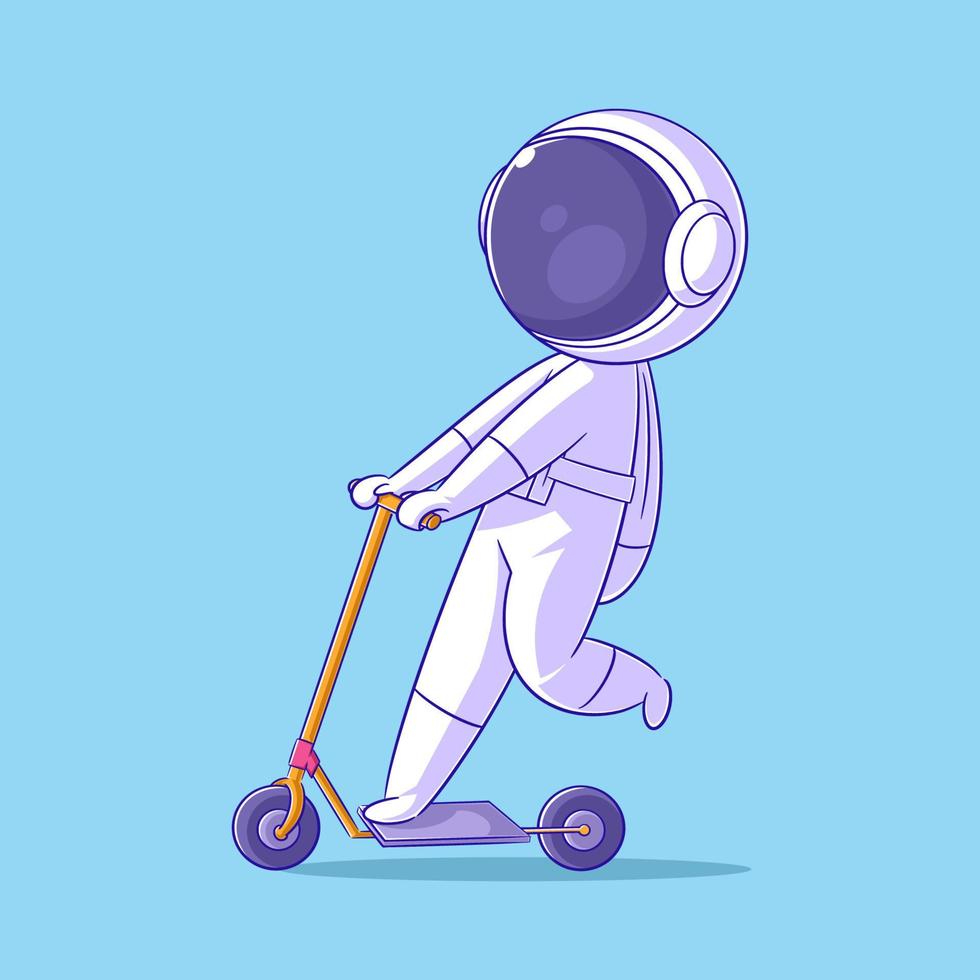 astronaut spelen scooter Aan oranje vector