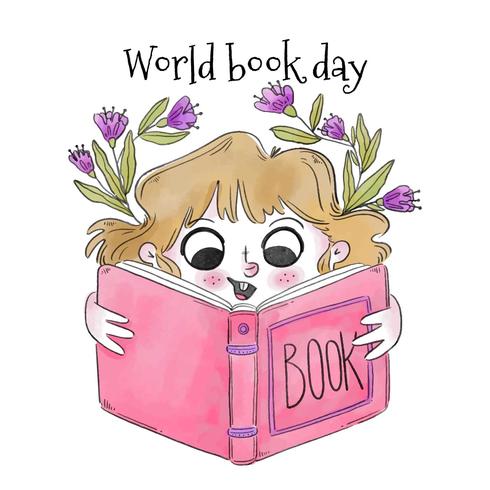 Leuk Weinig Blondie-Meisje dat en Roze Boek glimlacht leest vector