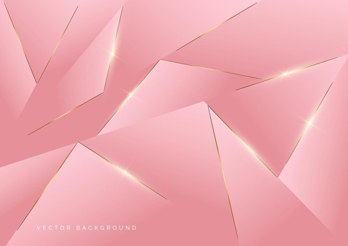 abstracte driehoeken roze ontwerp geometrische achtergrond decor gouden lijnen met kopie ruimte voor tekst. luxe stijl. vector