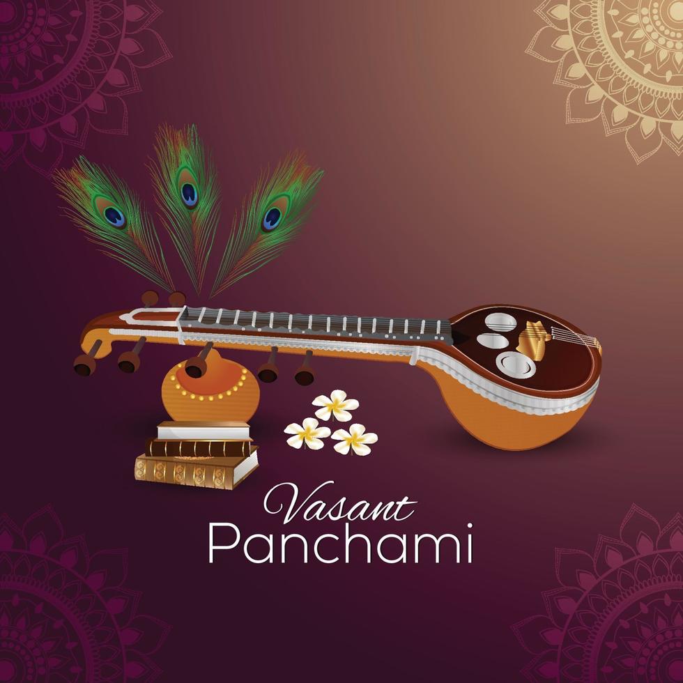 creatieve illustratie van godin saraswati happy vasant panchami vector