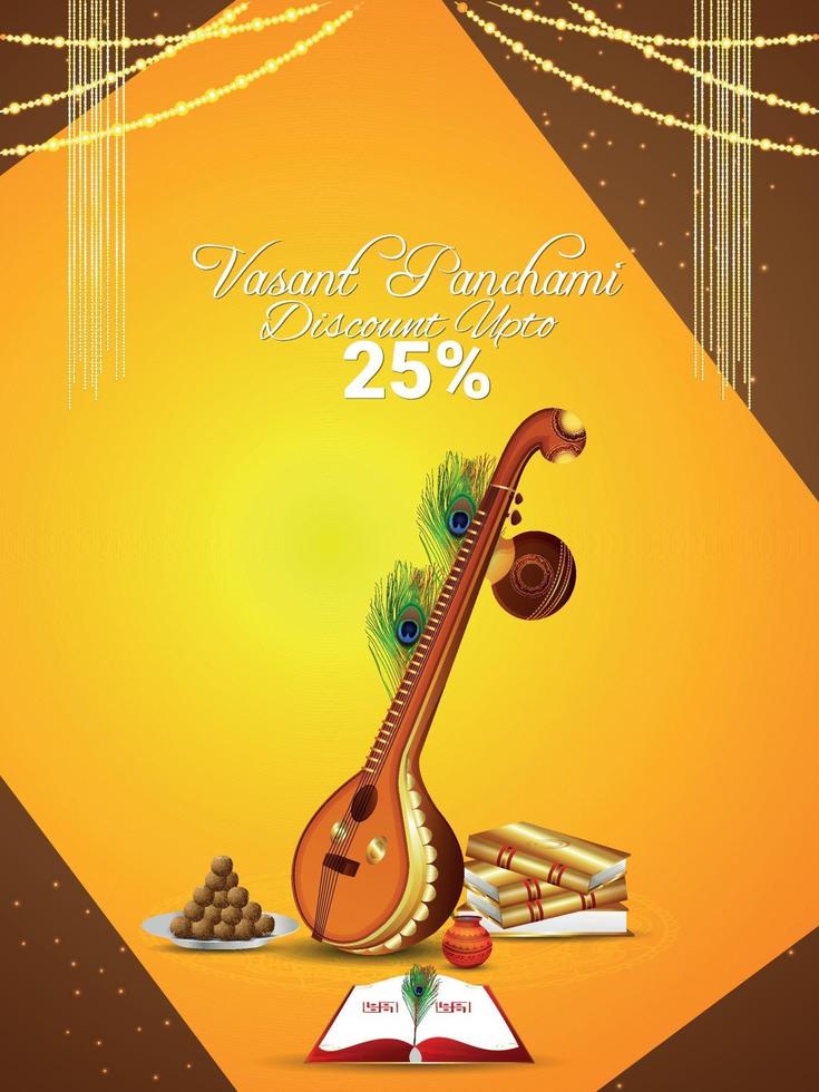 creatieve illustratie van godin saraswati voor gelukkige vasant panchami vector