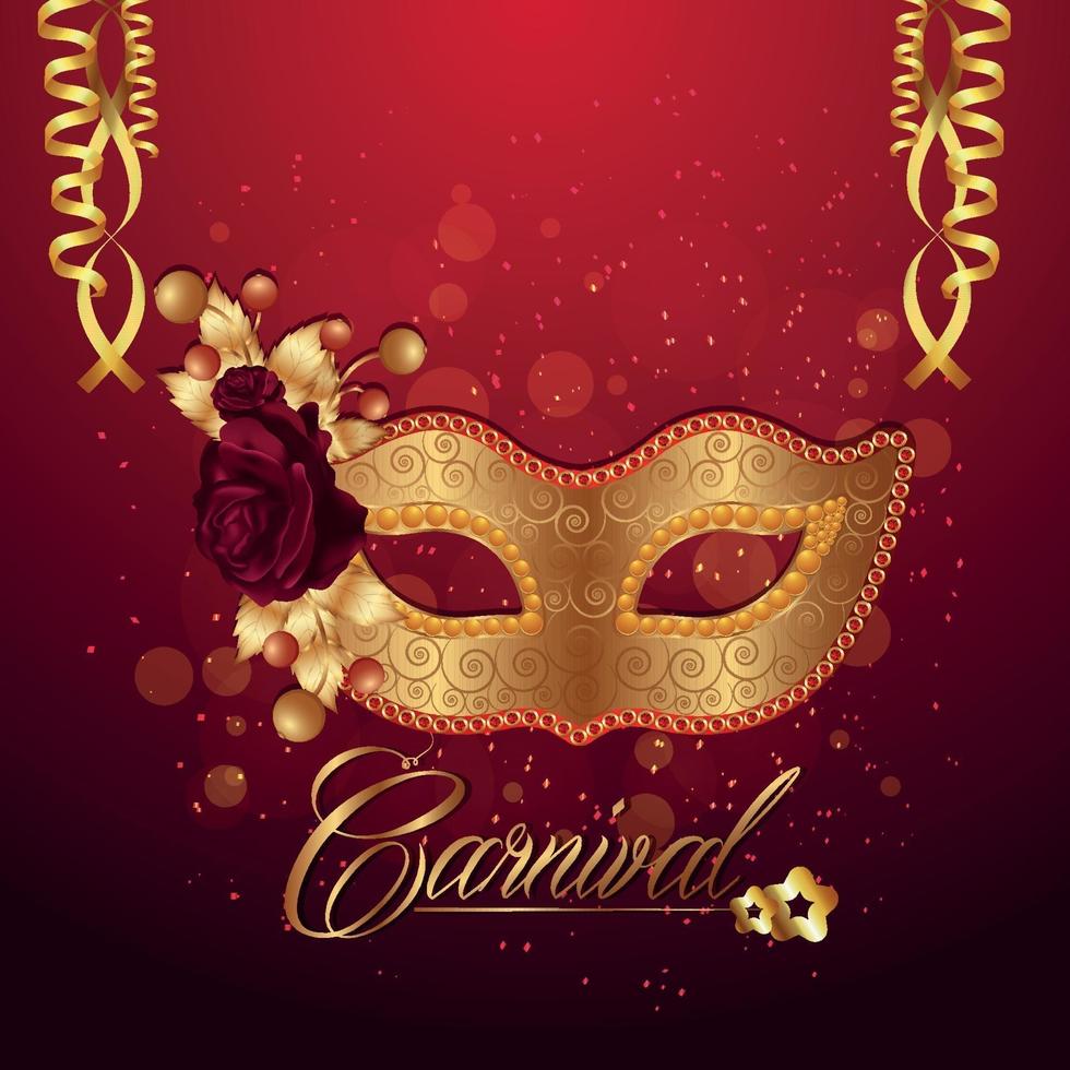 carnavalviering met gouden masker vector