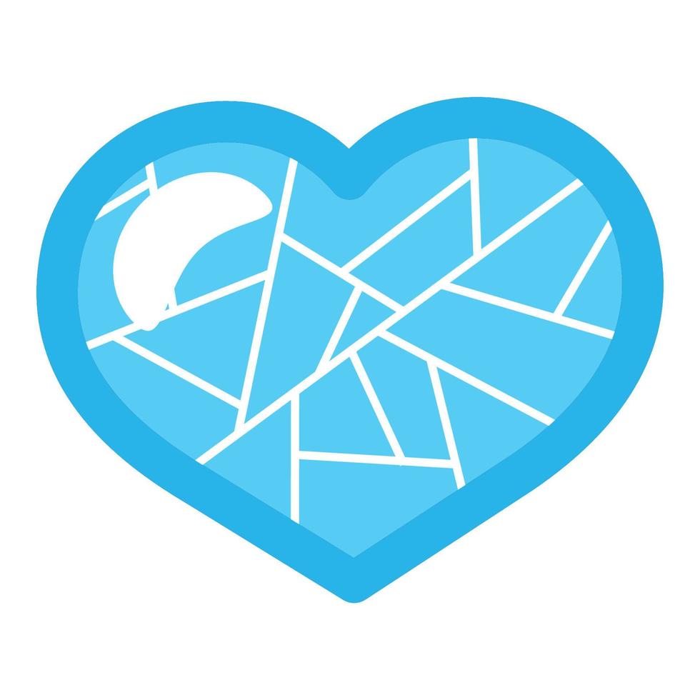 single blauw transparant ijs hart in voorkant visie vector