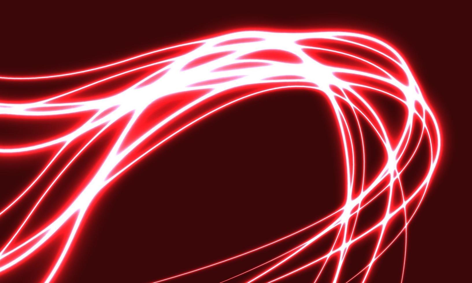 abstracte witte lijn neonlicht kromme golf op rode ontwerp luxe futuristische technologie achtergrond vectorillustratie. vector