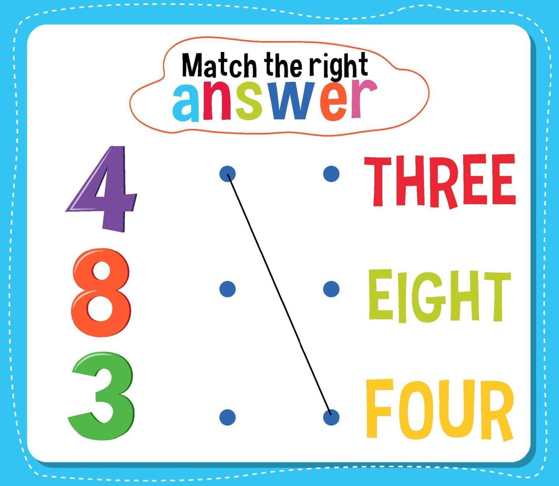 match de juiste antwoordactiviteit voor kinderen vector