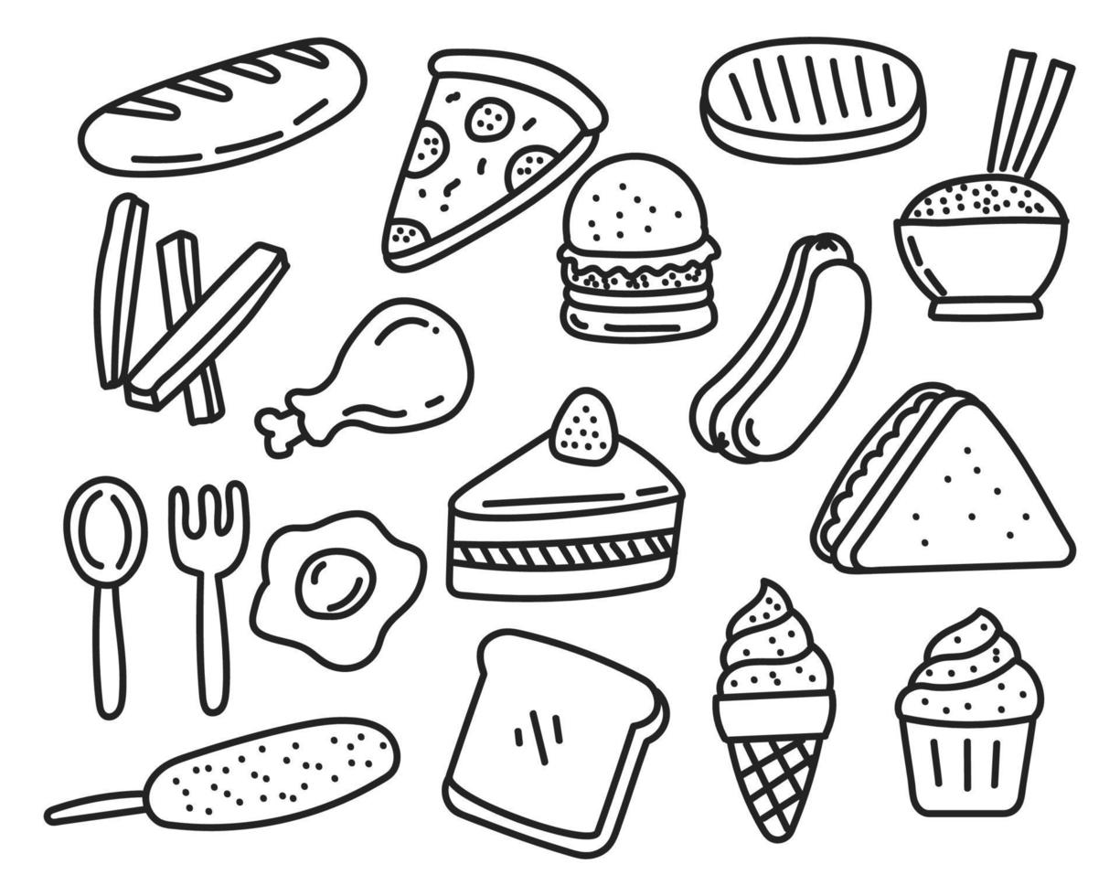 reeks van voedingsmiddelen vector in tekening tekening stijl geïsoleerd Aan wit achtergrond