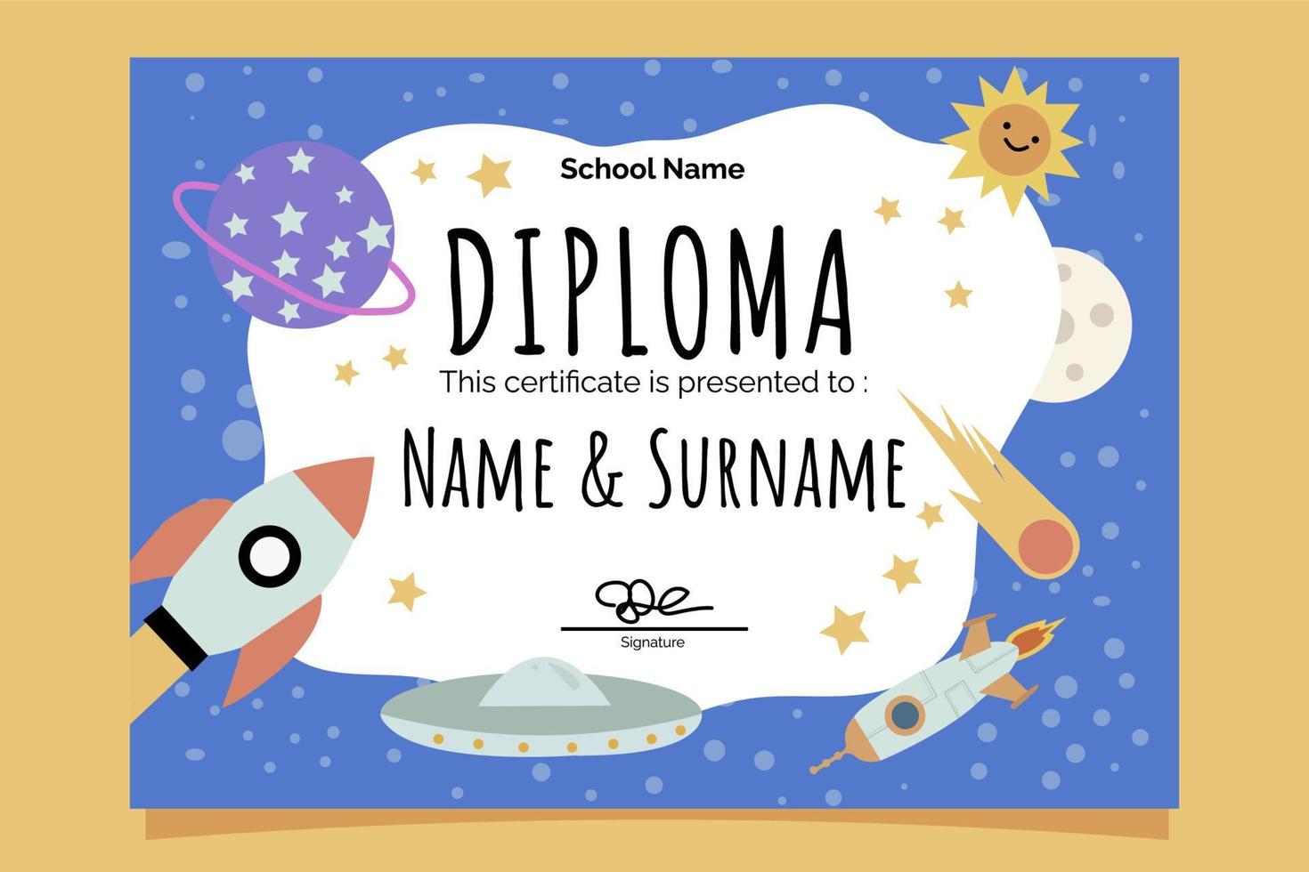 ruimte themed kinderen diploma uitreiking diploma vector