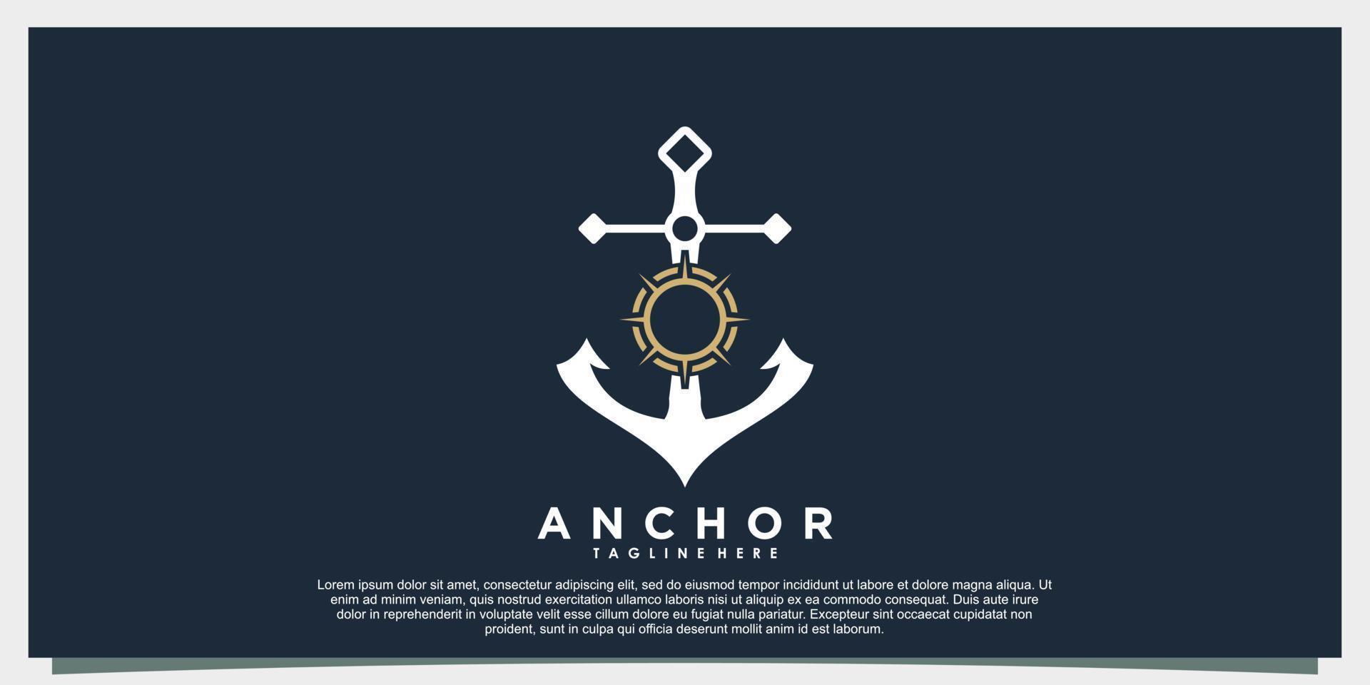 anker marinier logo ontwerp met modern concept vector