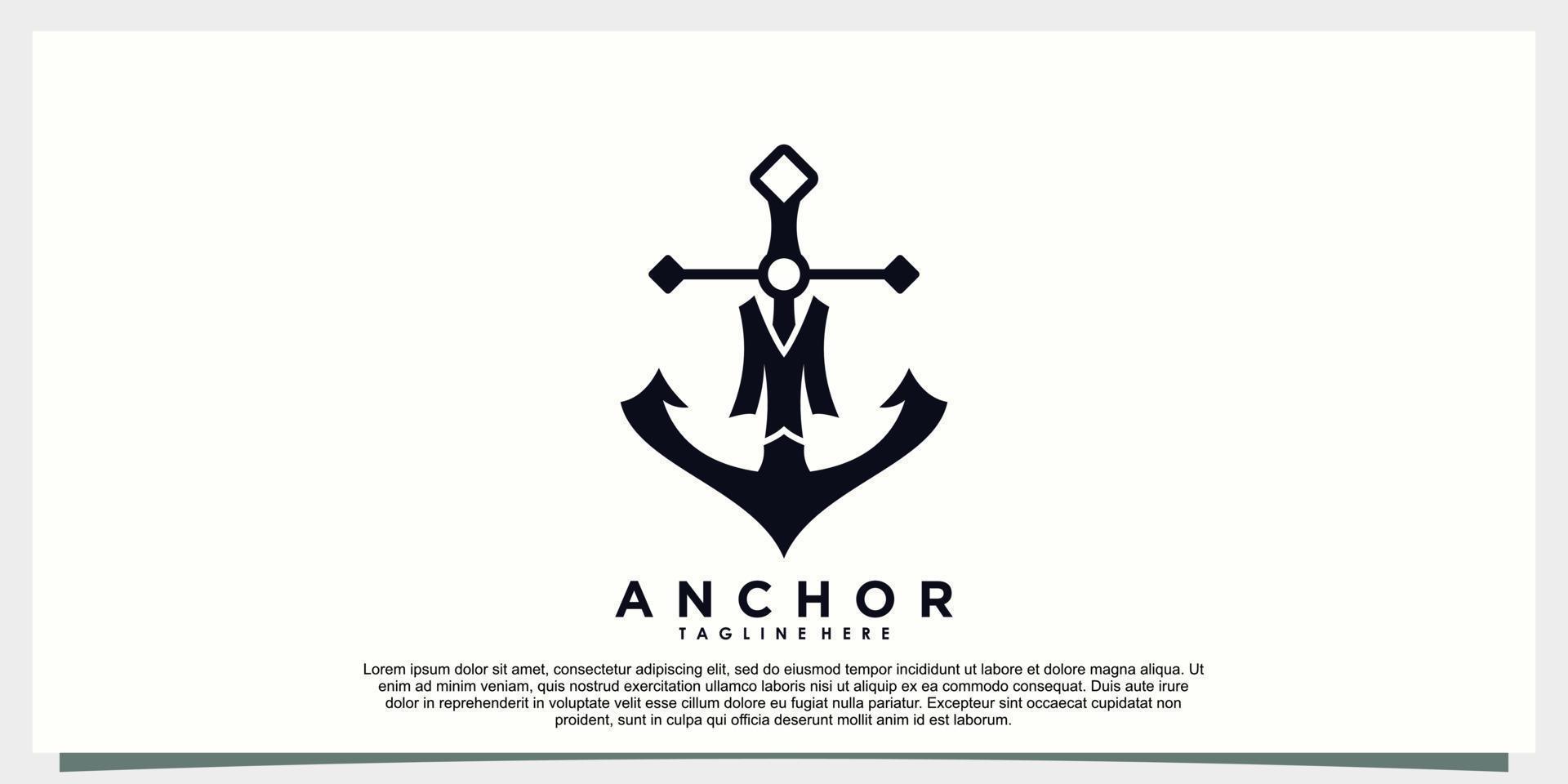 anker marinier logo ontwerp met brief m modern concept vector