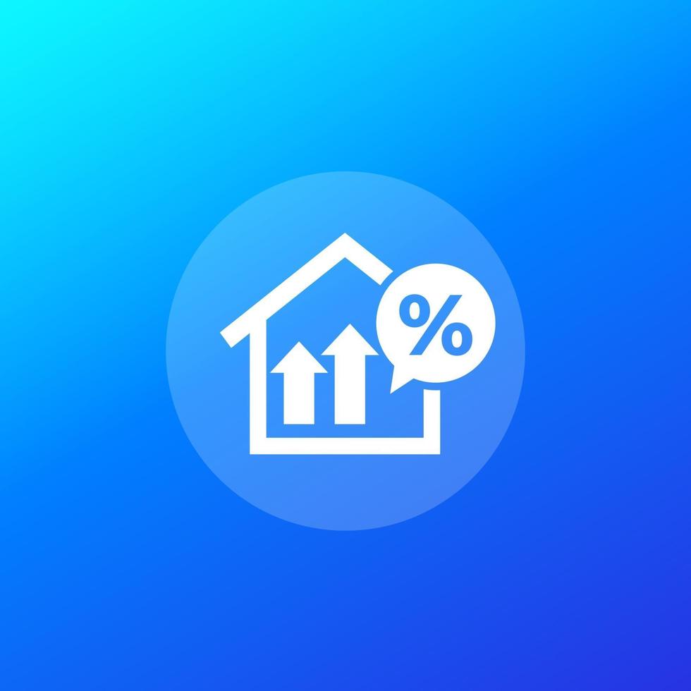 hypotheek, lening tarief groei vector pictogram