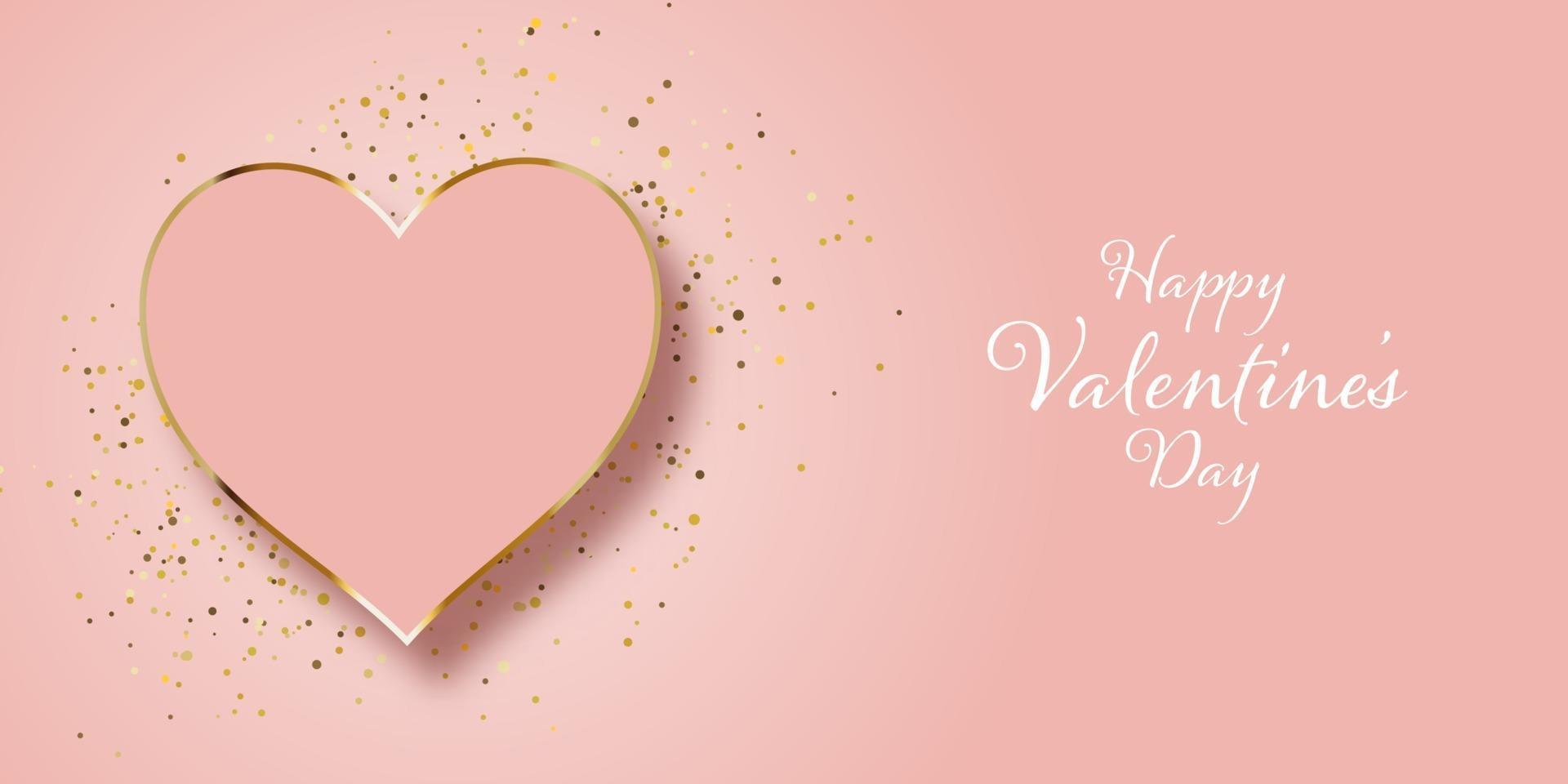 Valentijnsdag bannerontwerp met gouden glitter en hart 1401 vector