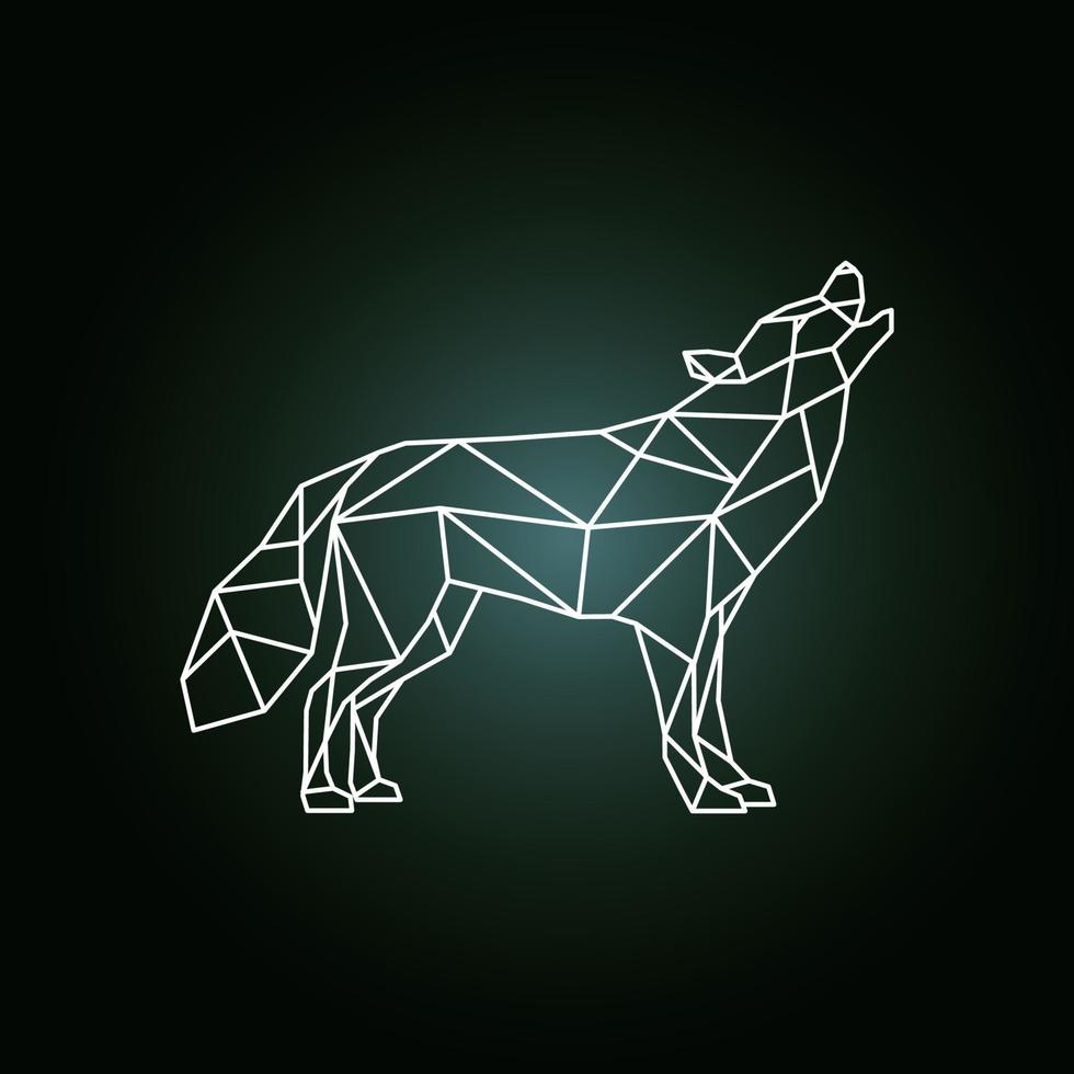 geometrisch silhouet van de huilende wolf. vector