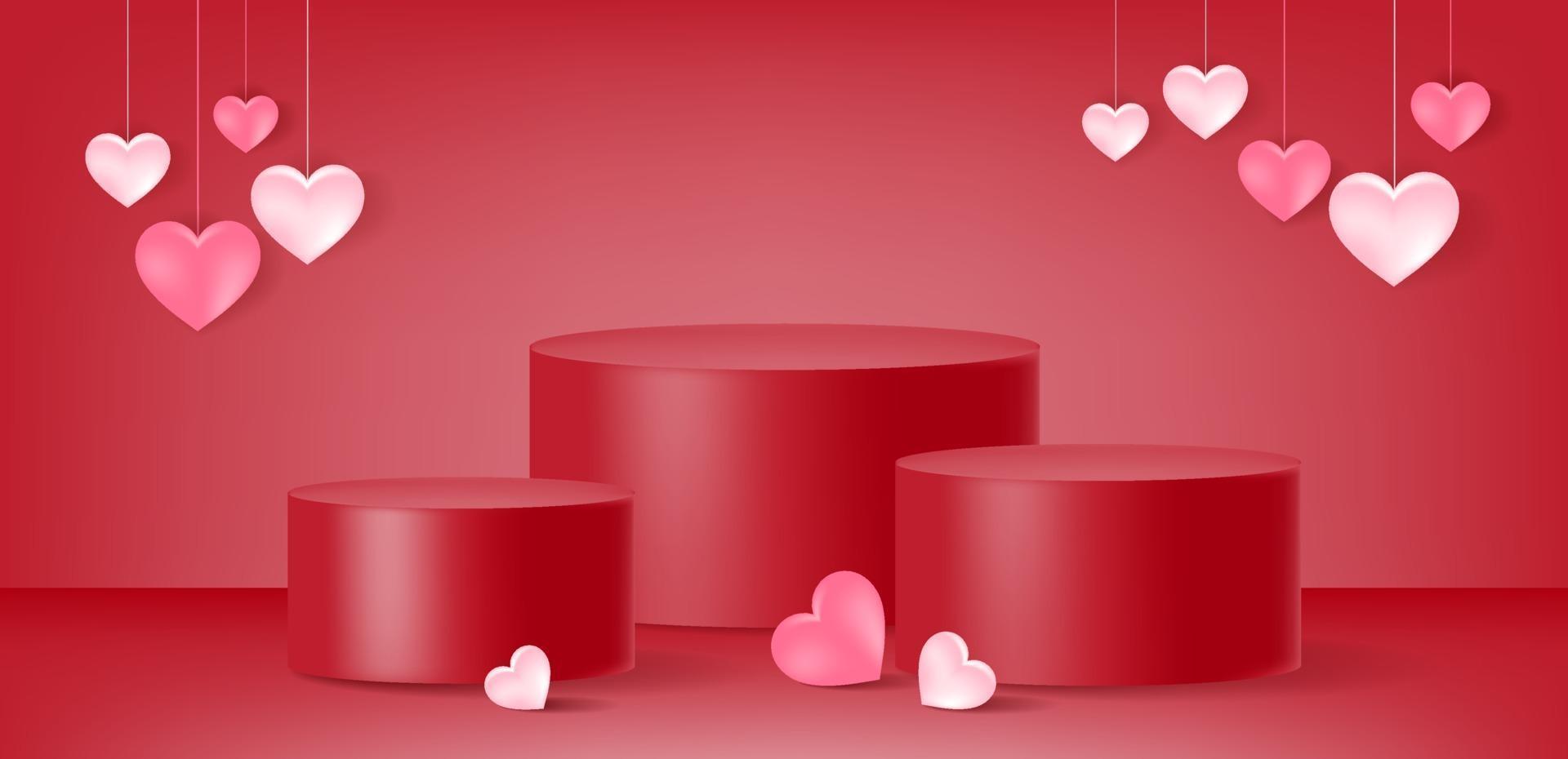 Valentijnsdag rood podiumontwerp vector