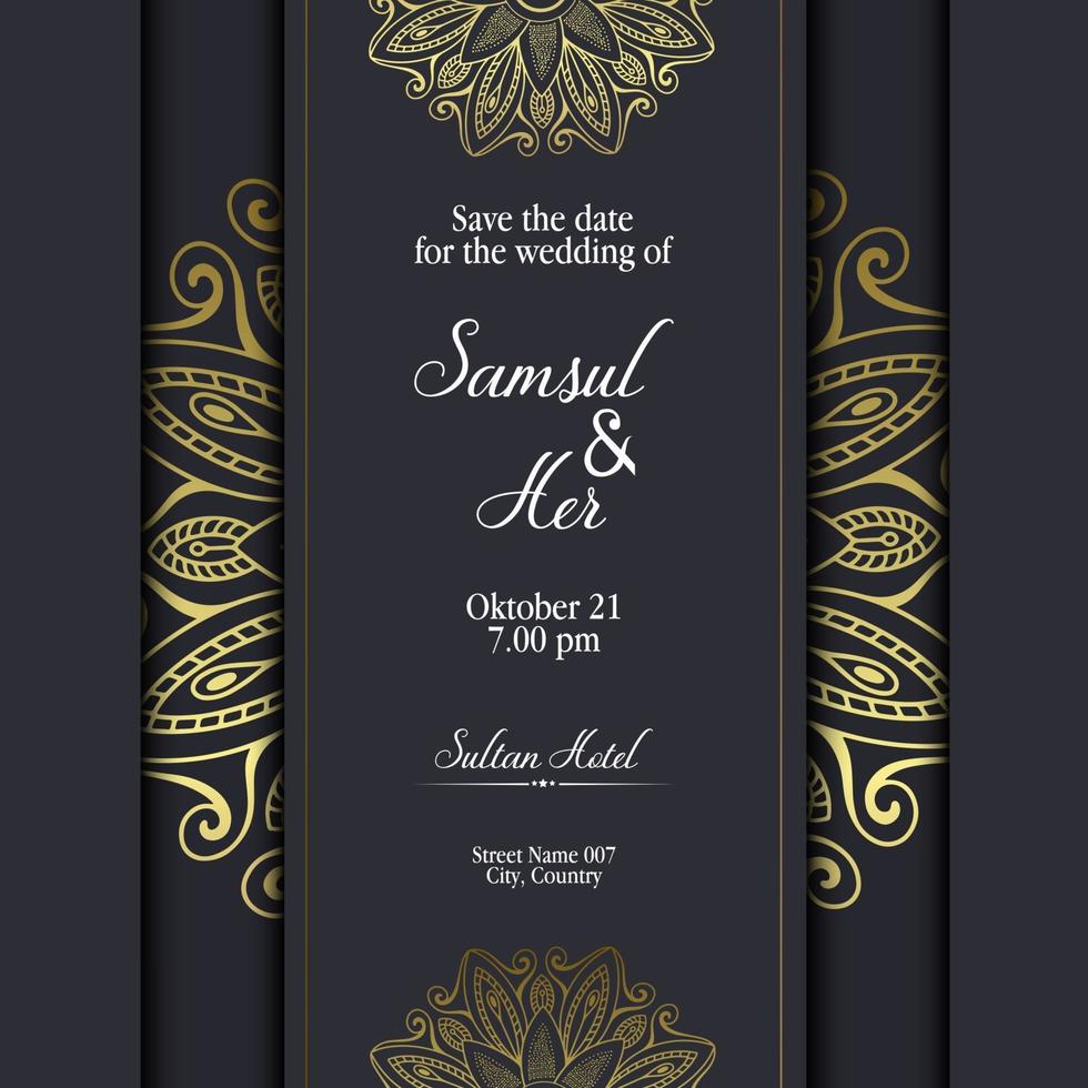 luxe gouden mandala sierlijke achtergrond voor bruiloft uitnodiging, boekomslag met mandala element stijl premium vector