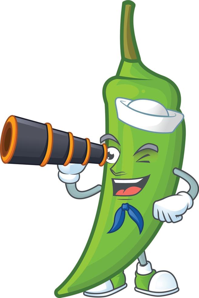 groene chili stripfiguur vector